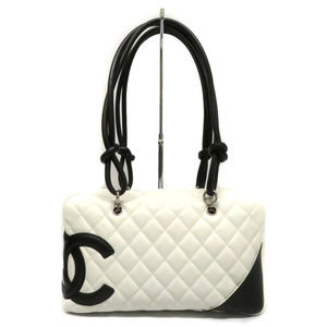 Chanel CHANEL Bowling Bag Leather Boston Bag White